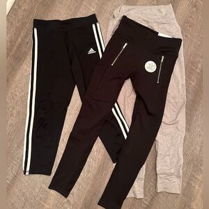 Epic bundle EUC Adidas & NWT Justice Black GAP Gray Leggings Set size 10/12